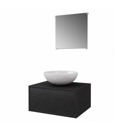 vidaXL Four Piece Bathroom Furniture Set with Basin with Tap Black — Model: model 1