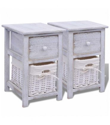 vidaXL Bedside Cabinets 2 pcs Wood White