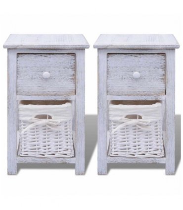 vidaXL Bedside Cabinets 2 pcs Wood White