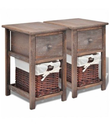 vidaXL Bedside Cabinets 2 pcs Wood Brown