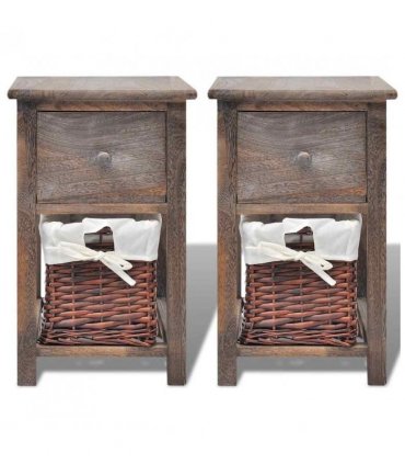 vidaXL Bedside Cabinets 2 pcs Wood Brown