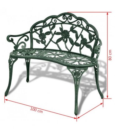vidaXL Garden Bench | Green | Cast aluminium, Cast iron | 100 cm | Durable