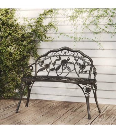 vidaXL Garden Bench | Black | Cast Aluminium, Cast Iron | Medium