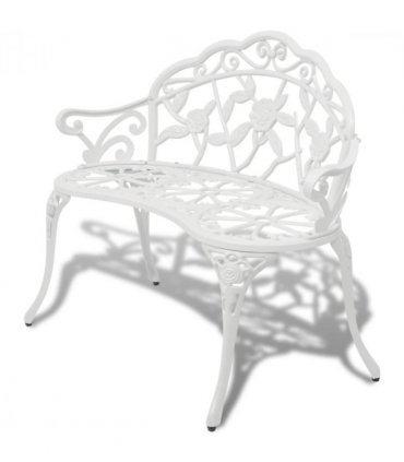 vidaXL Garden Bench | White | Cast Aluminium and Cast Iron | 100 cm | Durable
