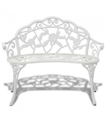 vidaXL Garden Bench | White | Cast Aluminium and Cast Iron | 100 cm | Durable