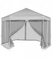 vidaXL Hexagonal Pop-Up Marquee with 6 Sidewalls Grey 3.6x3.1 m