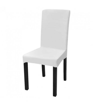 6 pcs White Straight Stretchable Chair Cover