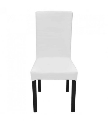 6 pcs White Straight Stretchable Chair Cover
