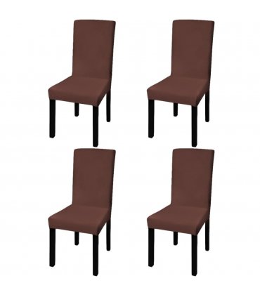 vidaXL Straight Stretchable Chair Cover 4 pcs Brown