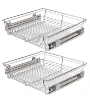 vidaXL Pull-Out Wire Baskets 2 pcs Silver 600 mm