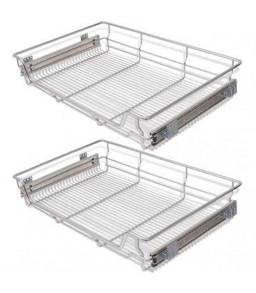 vidaXL Pull-Out Wire Baskets 2 pcs Silver 800 mm