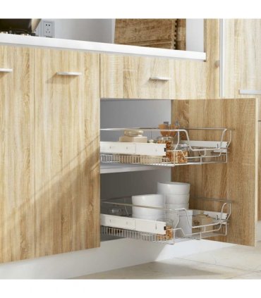 vidaXL Pull-Out Wire Baskets 2 pcs Silver 500 mm