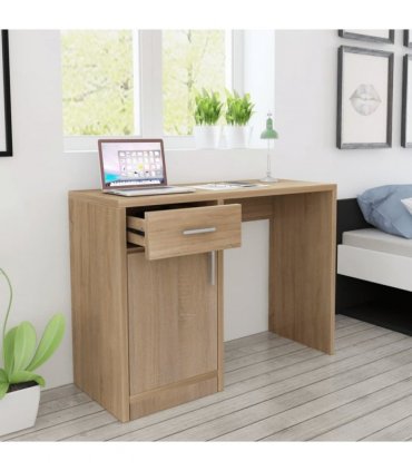 vidaXL Desk with Drawer and Cabinet Oak 100x40x73 cm
