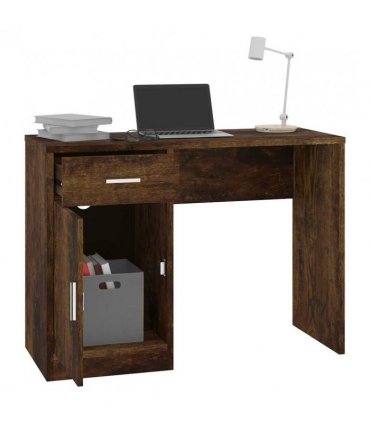 vidaXL Desk with Drawer&Cabinet Smoked Oak 100x40x73 cm Engineered Wood