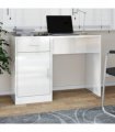 vidaXL Desk with Drawer&Cabinet High Gloss White 100x40x73 cm Engineered Wood