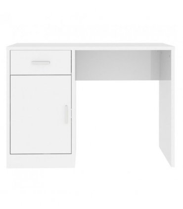 vidaXL Desk with Drawer&Cabinet High Gloss White 100x40x73 cm Engineered Wood