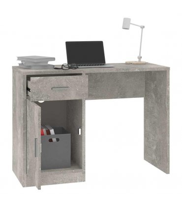 vidaXL Desk with Drawer&Cabinet Concrete Grey 100x40x73 cm Engineered Wood
