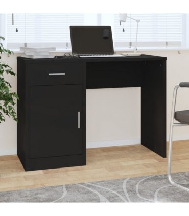 vidaXL Desk with Drawer&Cabinet Black 100x40x73 cm Engineered Wood