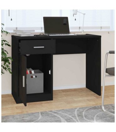 vidaXL Desk with Drawer&Cabinet Black 100x40x73 cm Engineered Wood