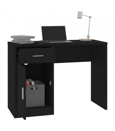 vidaXL Desk with Drawer&Cabinet Black 100x40x73 cm Engineered Wood