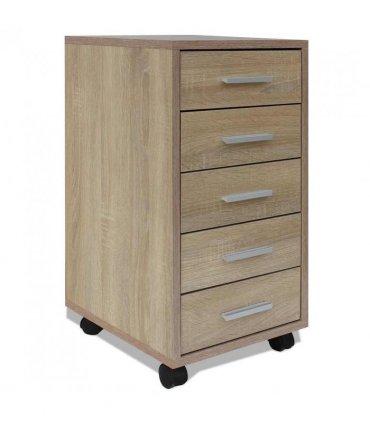 vidaXL Office Drawer Unit | Oak | Engineered wood, MDF, Aluminium | Medium