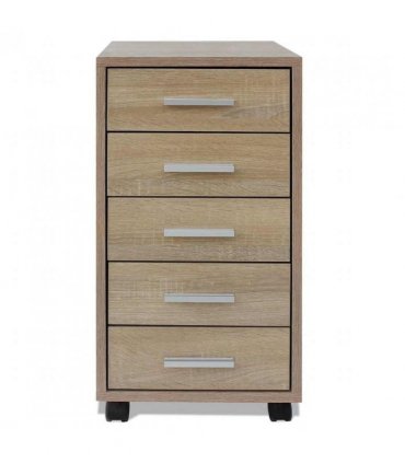 vidaXL Office Drawer Unit | Oak | Engineered wood, MDF, Aluminium | Medium