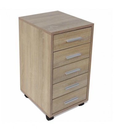 vidaXL Office Drawer Unit | Oak | Engineered wood, MDF, Aluminium | Medium