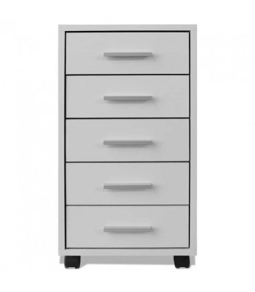 vidaXL Office Drawer Unit | White | Engineered wood, MDF, Aluminium | Compact