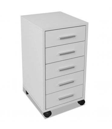 vidaXL Office Drawer Unit | White | Engineered wood, MDF, Aluminium | Compact