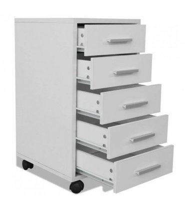 vidaXL Office Drawer Unit | White | Engineered wood, MDF, Aluminium | Compact