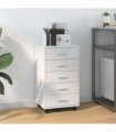 vidaXL Drawer Cabinet with Castors High Gloss White Engineered Wood