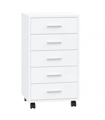 vidaXL Drawer Cabinet with Castors High Gloss White Engineered Wood