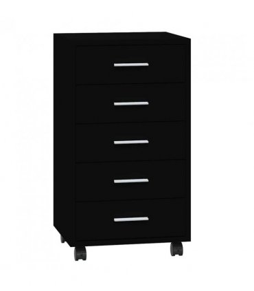 vidaXL Drawer Cabinet with Castors Black Engineered Wood