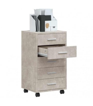 vidaXL Drawer Cabinet with Castors Concrete Grey Engineered Wood