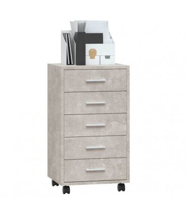 vidaXL Drawer Cabinet with Castors Concrete Grey Engineered Wood
