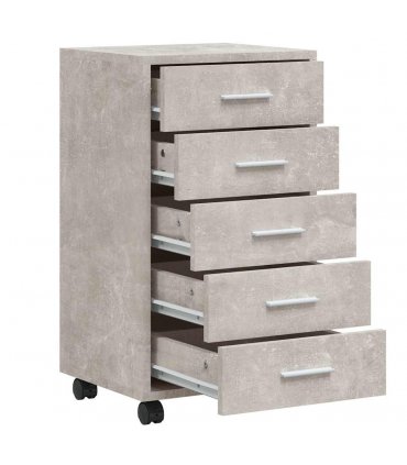 vidaXL Drawer Cabinet with Castors Concrete Grey Engineered Wood