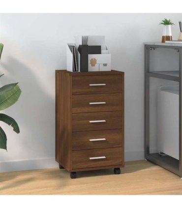 vidaXL Drawer Cabinet with Castors Brown Oak Engineered Wood