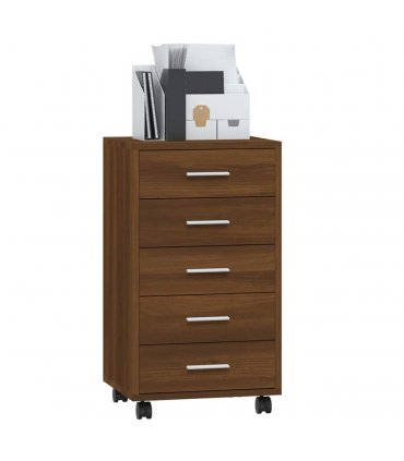 vidaXL Drawer Cabinet with Castors Brown Oak Engineered Wood