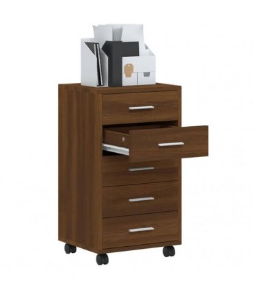 vidaXL Drawer Cabinet with Castors Brown Oak Engineered Wood