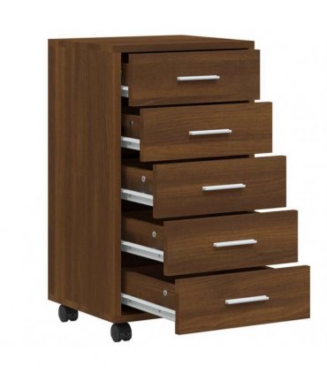 vidaXL Drawer Cabinet with Castors Brown Oak Engineered Wood