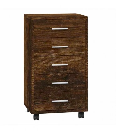 vidaXL Drawer Cabinet with Castors Smoked Oak Engineered Wood