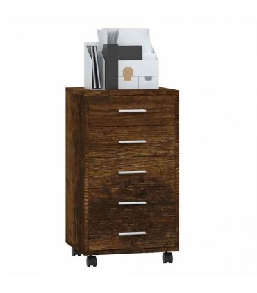 vidaXL Drawer Cabinet with Castors Smoked Oak Engineered Wood