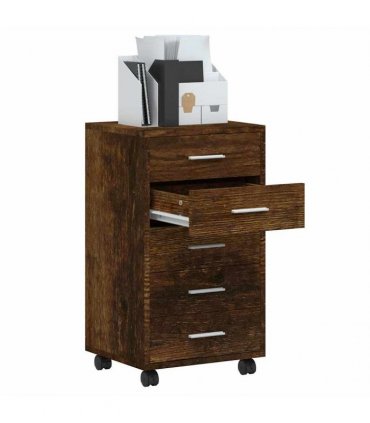 vidaXL Drawer Cabinet with Castors Smoked Oak Engineered Wood