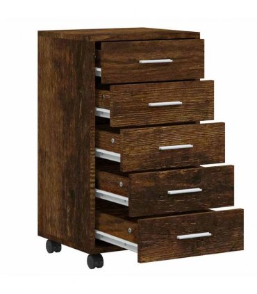 vidaXL Drawer Cabinet with Castors Smoked Oak Engineered Wood