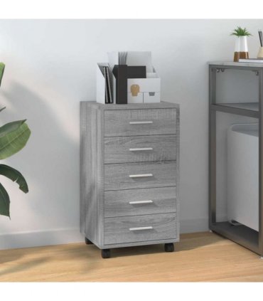 vidaXL Drawer Cabinet with Castors Grey Sonoma Engineered Wood