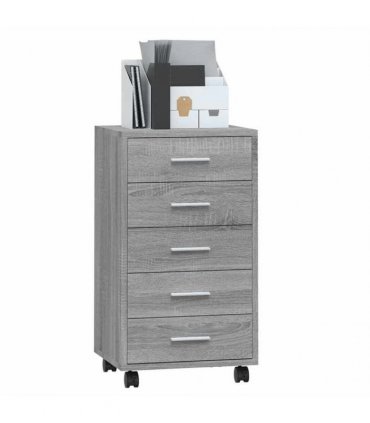 vidaXL Drawer Cabinet with Castors Grey Sonoma Engineered Wood