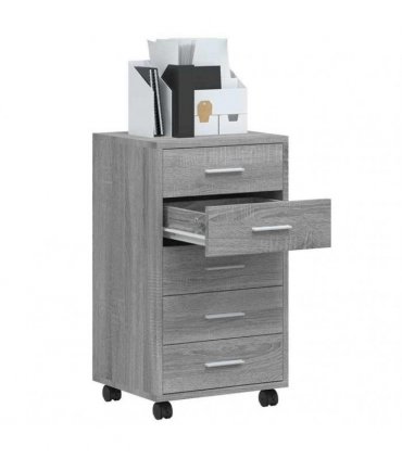 vidaXL Drawer Cabinet with Castors Grey Sonoma Engineered Wood