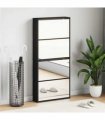 vidaXL Shoe Cabinet with Mirror 4-Layer Black 63x17x134 cm