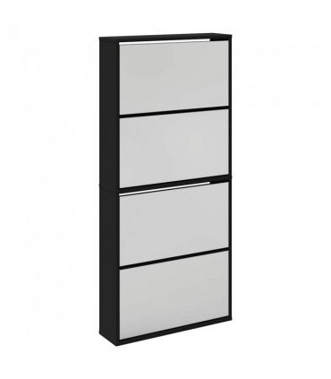 vidaXL Shoe Cabinet with Mirror 4-Layer Black 63x17x134 cm