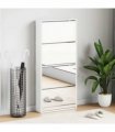 vidaXL Shoe Cabinet 4-Layer Mirror White 63x17x134 cm